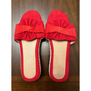 Womens‎ Red Bow Espadrille Platform Slide Sandals Slip On Summer Shoes